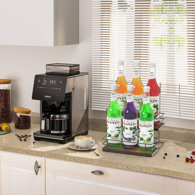 Alyoen Coffee Syrup Rack Organizer, Syrup Holder Stand for Coffee Bar, 6 Bottles Small Coffee Bar Organizer Shelf, Coffee Station Organizer for Countertop Wine, Liquor - Image 4